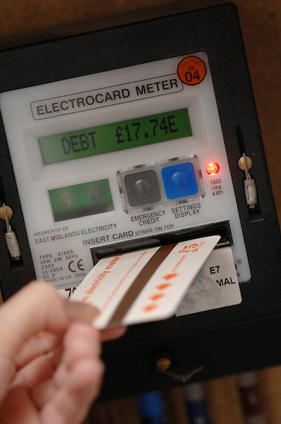 Image of a domestic prepayment meter in debit