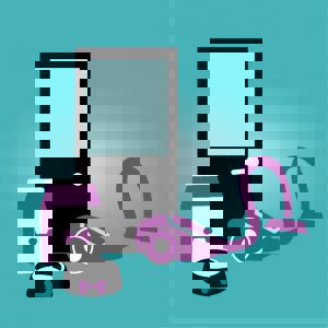 A graphic showing object obstructing a doorway