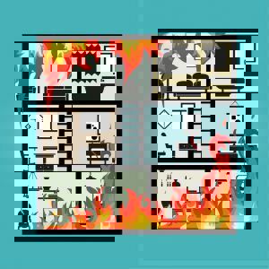 A graphic showing a spreading fire